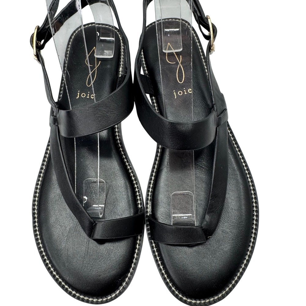 Joie Lennox Sandals Womens Size 9M Black Strappy Toe Loop Flat Minimalist Boho